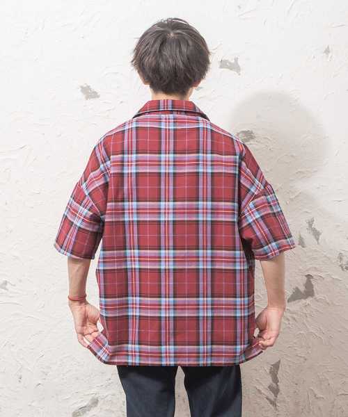 MinoriTY(マイノリティ)の「ポケット付きビッグチェックシャツ(シャツ/ブラウス・メンズ・ネイビー/レッド・M/L)」の6枚目の写真