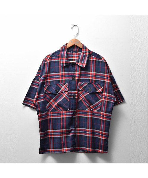 MinoriTY(マイノリティ)の「ポケット付きビッグチェックシャツ(シャツ/ブラウス・メンズ・ネイビー/レッド・M/L)」の7枚目の写真
