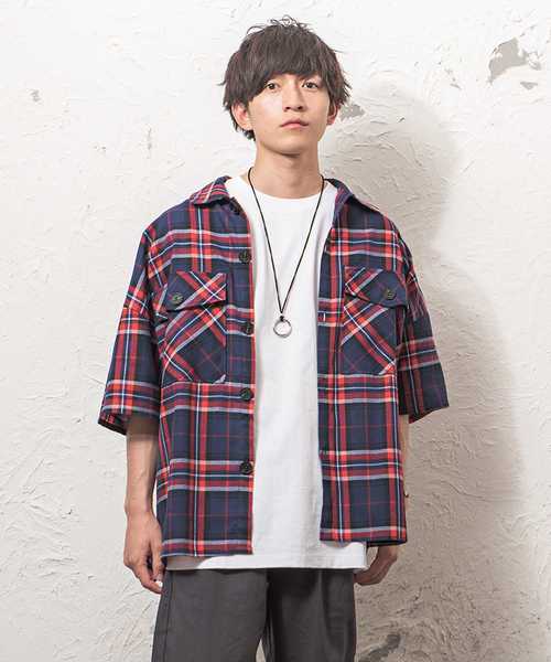 MinoriTY(マイノリティ)の「ポケット付きビッグチェックシャツ(シャツ/ブラウス・メンズ・ネイビー/レッド・M/L)」の15枚目の写真
