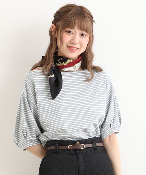 MAJESTIC LEGON（マジェスティックレゴン）の「スカーフセットボートネックＴ（Tシャツ/カットソー・レディース・ベージュ系その他2/オレンジ/ブラウン/ピンクベージュ/ブルー系その他2・MEDIUM）」の4枚目の写真