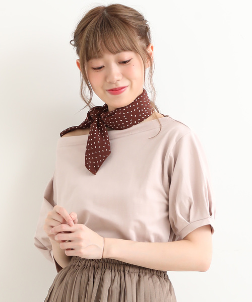 MAJESTIC LEGON（マジェスティックレゴン）の「スカーフセットボートネックＴ（Tシャツ/カットソー・レディース・ベージュ系その他2/オレンジ/ブラウン/ピンクベージュ/ブルー系その他2・MEDIUM）」の5枚目の写真