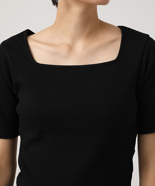 SQUARE NECK CUT RIB TOPS/スクエアネックカットリブトップス（T