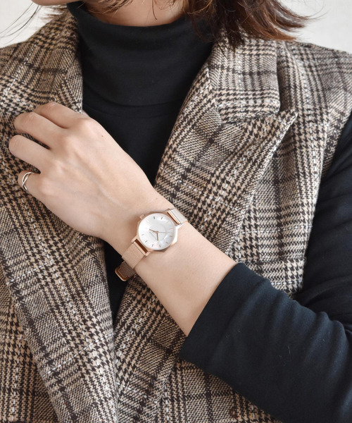 KLASSE14（クラスフォーティーン）の「〈KLASSE14/クラス14〉Volare OKTO MOP Mesh/ヴォラレ オクト エムオーピー メッシュ 28mm ブレスレット付き（アナログ腕時計・レディース・ホワイト/ブラック/ボルドー/シルバー・28）」の2枚目の写真