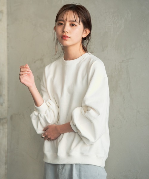 Aunt Marie's（アントマリーズ）の「AUNT MARIE'S バルーン袖スウェット（スウェット・レディース・ホワイト/グレー/モカ/ベージュ・FREE）」の2枚目の写真