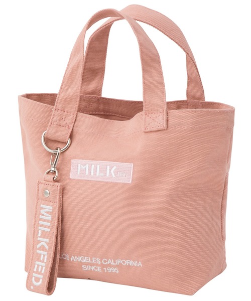 MILKFED.(ミルクフェド)の「BAR AND UNDER LOGO LUNCH TOTE /ロゴ キャンバス トートバッグ/ランチバッグ(トートバッグ・レディース・A/ライトピンク/レッド/ホワイト/ベージュ/ブラック/B/ネイビー/ライトパープル・ONE SIZE)」の6枚目の写真