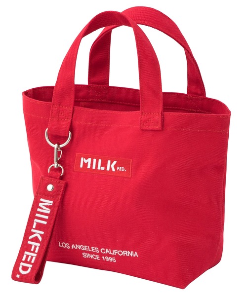 MILKFED.(ミルクフェド)の「BAR AND UNDER LOGO LUNCH TOTE /ロゴ キャンバス トートバッグ/ランチバッグ(トートバッグ・レディース・A/ライトピンク/レッド/ホワイト/ベージュ/ブラック/B/ネイビー/ライトパープル・ONE SIZE)」の7枚目の写真
