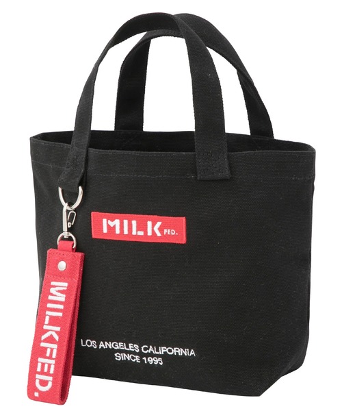 MILKFED.(ミルクフェド)の「BAR AND UNDER LOGO LUNCH TOTE /ロゴ キャンバス トートバッグ/ランチバッグ(トートバッグ・レディース・A/ライトピンク/レッド/ホワイト/ベージュ/ブラック/B/ネイビー/ライトパープル・ONE SIZE)」の9枚目の写真