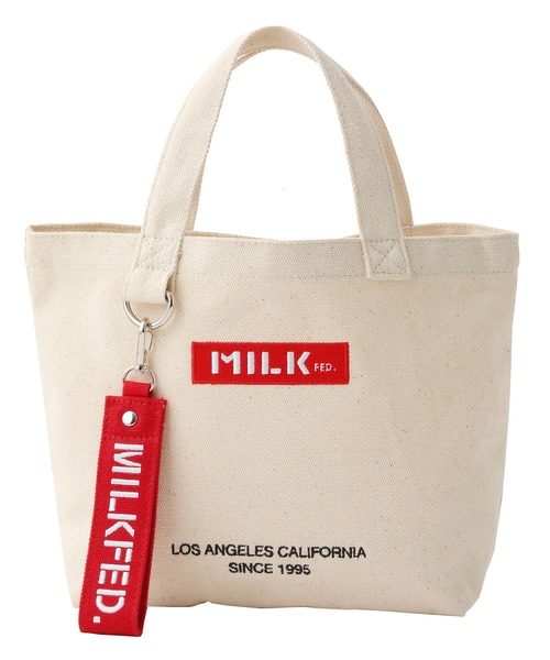 MILKFED.(ミルクフェド)の「BAR AND UNDER LOGO LUNCH TOTE /ロゴ キャンバス トートバッグ/ランチバッグ(トートバッグ・レディース・A/ライトピンク/レッド/ホワイト/ベージュ/ブラック/B/ネイビー/ライトパープル・ONE SIZE)」の13枚目の写真