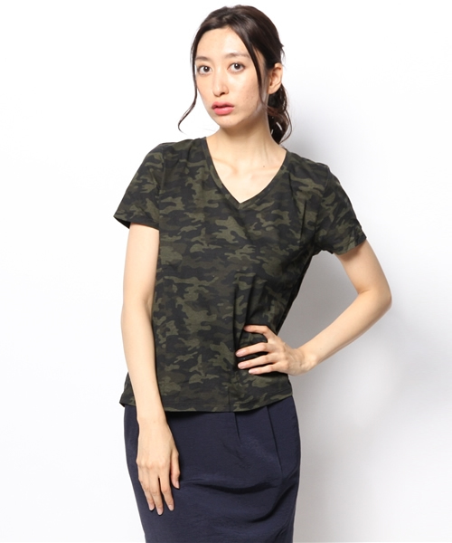 CIAOPANIC TYPY(チャオパニックティピー)の「VネックTシャツ(Tシャツ/カットソー・レディース・オリーブ/ブルー/ホワイト/ブラック・FREE)」の11枚目の写真