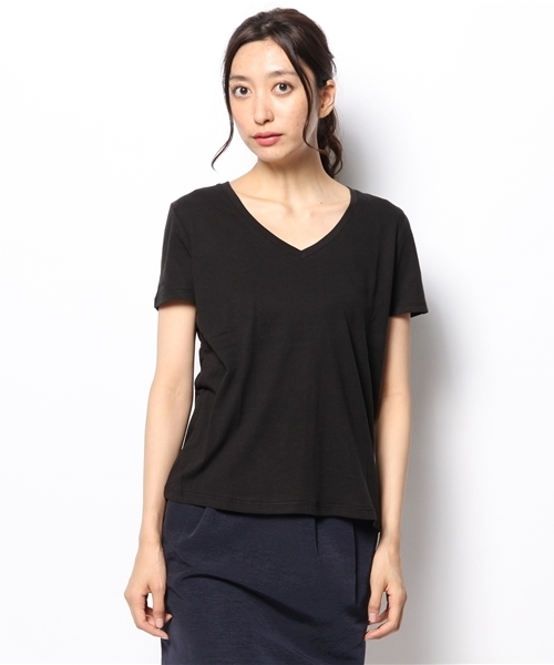 CIAOPANIC TYPY(チャオパニックティピー)の「VネックTシャツ(Tシャツ/カットソー・レディース・オリーブ/ブルー/ホワイト/ブラック・FREE)」の5枚目の写真