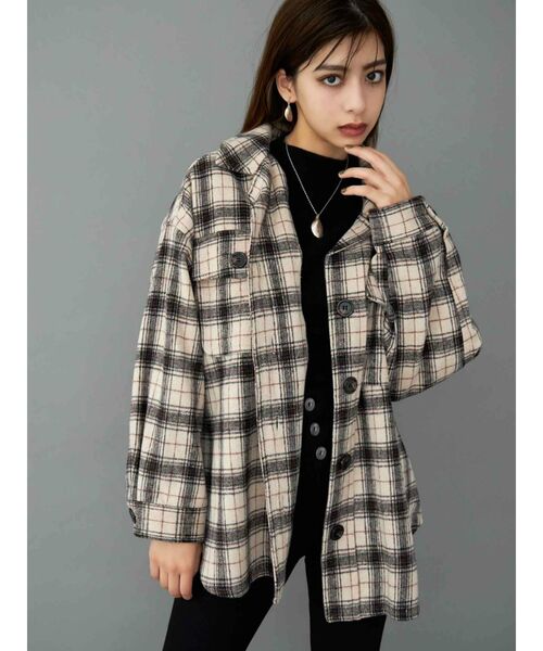 GYDA（ジェイダ）の「RAISING CHECK FABRICシャツ（シャツ/ブラウス・レディース・ネイビー/グレー/アイボリー・FREE）」の2枚目の写真