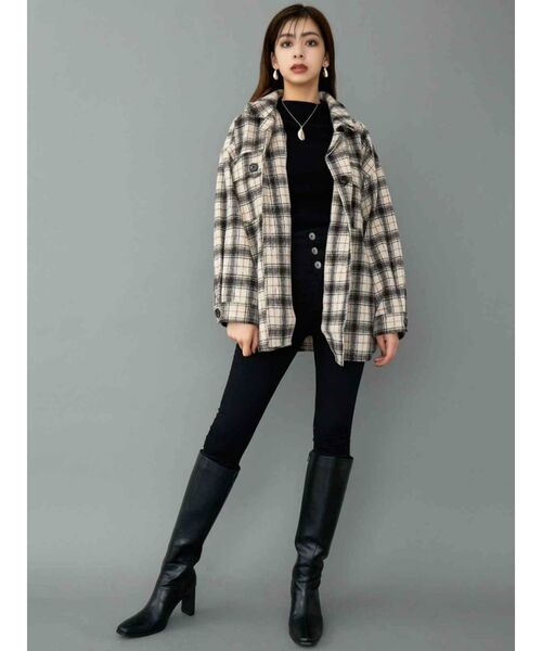 GYDA（ジェイダ）の「RAISING CHECK FABRICシャツ（シャツ/ブラウス・レディース・ネイビー/グレー/アイボリー・FREE）」の10枚目の写真