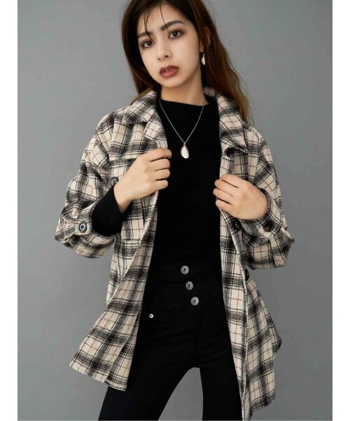 GYDA（ジェイダ）の「RAISING CHECK FABRICシャツ（シャツ/ブラウス・レディース・ネイビー/グレー/アイボリー・FREE）」の9枚目の写真