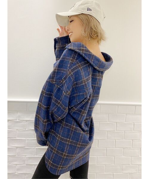 GYDA（ジェイダ）の「RAISING CHECK FABRICシャツ（シャツ/ブラウス・レディース・ネイビー/グレー/アイボリー・FREE）」の14枚目の写真