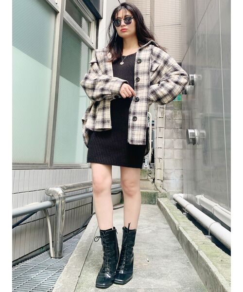 GYDA（ジェイダ）の「RAISING CHECK FABRICシャツ（シャツ/ブラウス・レディース・ネイビー/グレー/アイボリー・FREE）」の7枚目の写真