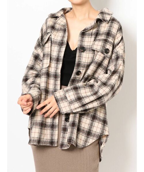 GYDA（ジェイダ）の「RAISING CHECK FABRICシャツ（シャツ/ブラウス・レディース・ネイビー/グレー/アイボリー・FREE）」の11枚目の写真