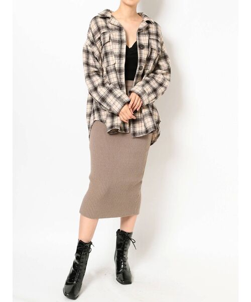 GYDA（ジェイダ）の「RAISING CHECK FABRICシャツ（シャツ/ブラウス・レディース・ネイビー/グレー/アイボリー・FREE）」の13枚目の写真