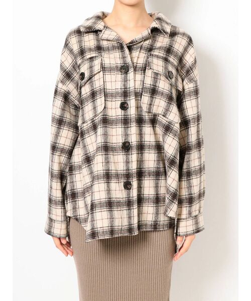 GYDA（ジェイダ）の「RAISING CHECK FABRICシャツ（シャツ/ブラウス・レディース・ネイビー/グレー/アイボリー・FREE）」の6枚目の写真