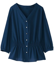 BELLUNA PLUS（ベルーナ）の「ビンテージ素材シャーリング使いブラウス（シャツ/ブラウス・レディース）」