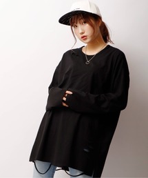 【RE730】ビンテージ加工 ロング丈ロングスリーブTシャツ
