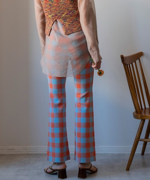 MAISON SPECIAL（メゾンスペシャル）の「ブロックチェックニットパンツ【MAISON SPECIAL/メゾンスペシャル】（その他パンツ・レディース・オレンジ/グリーン・38/36）」の5枚目の写真