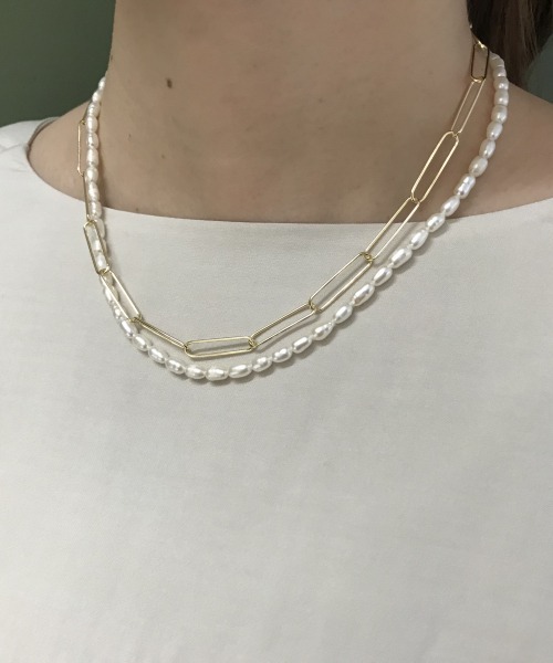 GLOBAL WORK（グローバルワーク）の「淡水パール2連ネックレス/941417（ネックレス・レディース・ライトグレー/ゴールド・FREE）」の16枚目の写真