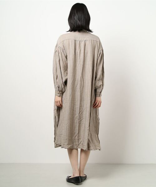 RAG MACHINE（ラグマシーン）の「【RAG MACHINE】スキッパーワンピース（シャツワンピース・レディース・グリーン/ベージュ/ホワイト・L/M）」の4枚目の写真