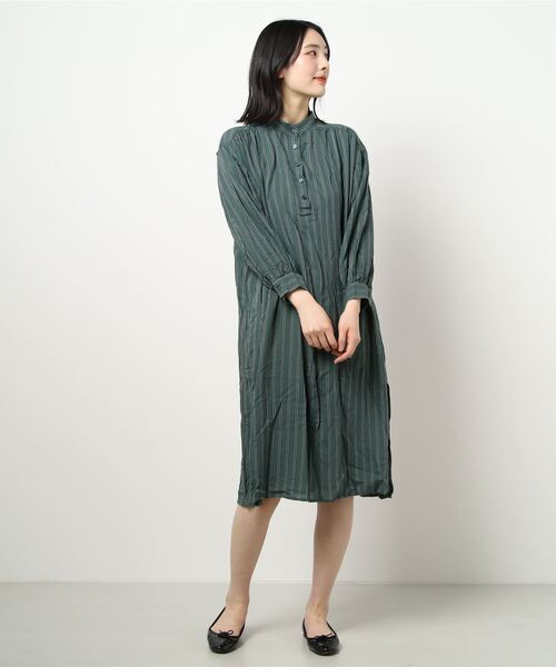 RAG MACHINE（ラグマシーン）の「【RAG MACHINE】スキッパーワンピース（シャツワンピース・レディース・グリーン/ベージュ/ホワイト・L/M）」の3枚目の写真