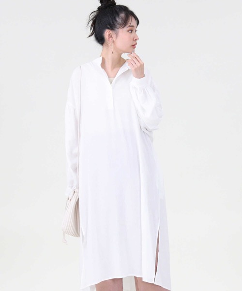 RAG MACHINE（ラグマシーン）の「【RAG MACHINE】スキッパーワンピース（シャツワンピース・レディース・グリーン/ベージュ/ホワイト・L/M）」の9枚目の写真