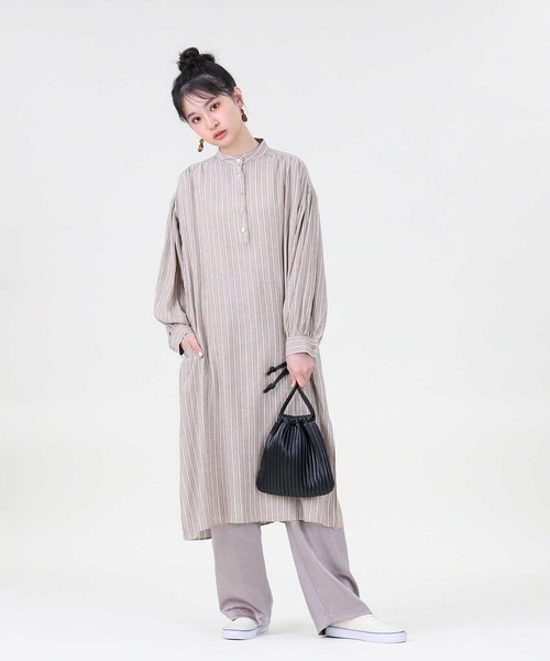 RAG MACHINE（ラグマシーン）の「【RAG MACHINE】スキッパーワンピース（シャツワンピース・レディース・グリーン/ベージュ/ホワイト・L/M）」の11枚目の写真