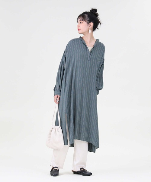 RAG MACHINE（ラグマシーン）の「【RAG MACHINE】スキッパーワンピース（シャツワンピース・レディース・グリーン/ベージュ/ホワイト・L/M）」の17枚目の写真