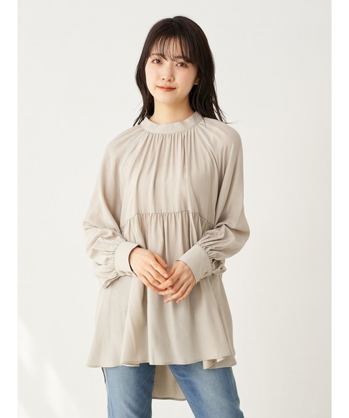 earth music&ecology（アースミュージックアンドエコロジー）の「バックリボンギャザーチュニック ＊（Tシャツ/カットソー・レディース・ベージュ/ラベンダー/アイボリー/ミント・FREE）」の14枚目の写真