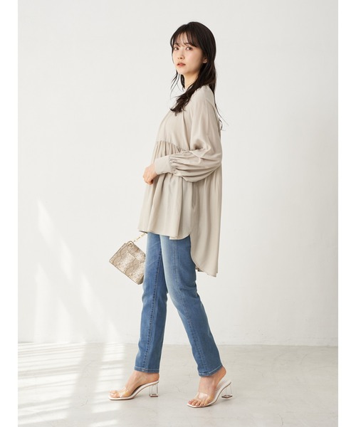 earth music&ecology（アースミュージックアンドエコロジー）の「バックリボンギャザーチュニック ＊（Tシャツ/カットソー・レディース・ベージュ/ラベンダー/アイボリー/ミント・FREE）」の15枚目の写真