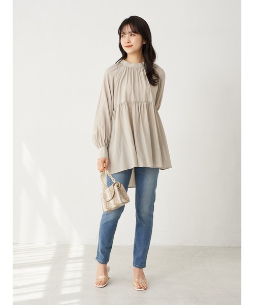 earth music&ecology（アースミュージックアンドエコロジー）の「バックリボンギャザーチュニック ＊（Tシャツ/カットソー・レディース・ベージュ/ラベンダー/アイボリー/ミント・FREE）」の16枚目の写真