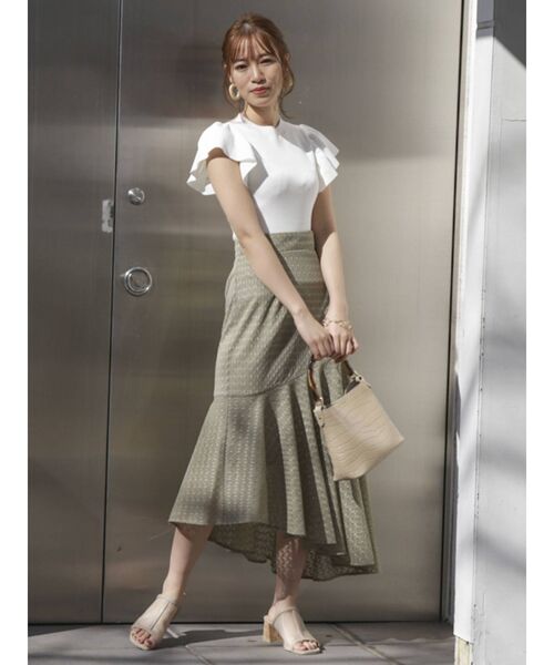 dazzlin（ダズリン）の「スロープラインレーススカート（スカート・レディース・ブラック/グレー/オフホワイト/グリーン・FREE）」の13枚目の写真