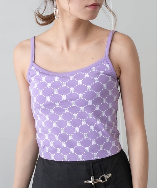 RASVOA(ラスボア)の「モノグラムキャミソール(キャミソール・レディース・ブラック/パープル/ブラウン/オフホワイト・FREE)」の4枚目の写真
