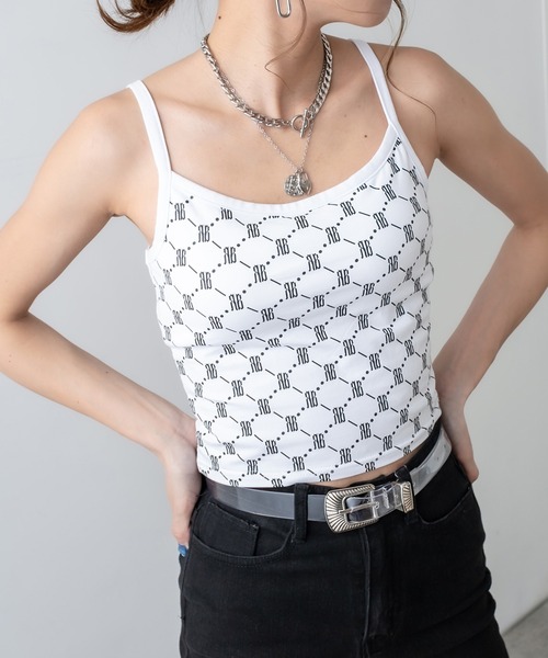 RASVOA(ラスボア)の「モノグラムキャミソール(キャミソール・レディース・ブラック/パープル/ブラウン/オフホワイト・FREE)」の2枚目の写真