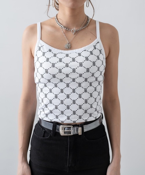 RASVOA(ラスボア)の「モノグラムキャミソール(キャミソール・レディース・ブラック/パープル/ブラウン/オフホワイト・FREE)」の8枚目の写真