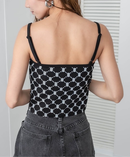 RASVOA(ラスボア)の「モノグラムキャミソール(キャミソール・レディース・ブラック/パープル/ブラウン/オフホワイト・FREE)」の5枚目の写真