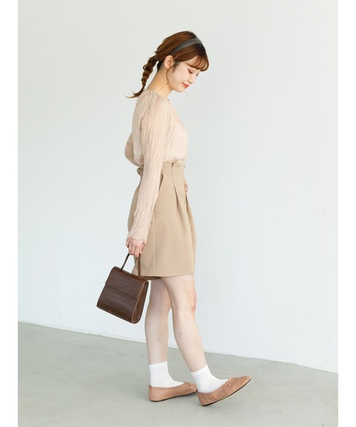 SLURR（スラ―）の「タックフレアショートパンツ（その他パンツ・レディース・ブラック/ベージュ/アイボリー・FREE）」の21枚目の写真