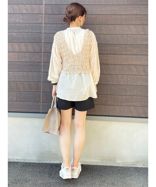 SLURR（スラ―）の「タックフレアショートパンツ（その他パンツ・レディース・ブラック/ベージュ/アイボリー・FREE）」の10枚目の写真