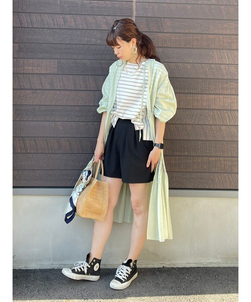 SLURR（スラ―）の「タックフレアショートパンツ（その他パンツ・レディース・ブラック/ベージュ/アイボリー・FREE）」の11枚目の写真