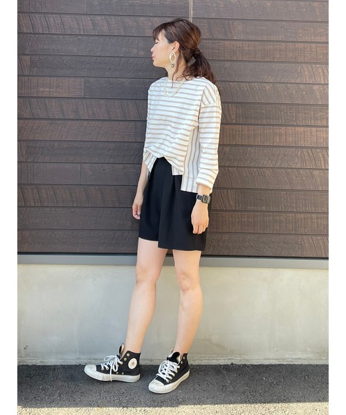 SLURR（スラ―）の「タックフレアショートパンツ（その他パンツ・レディース・ブラック/ベージュ/アイボリー・FREE）」の12枚目の写真