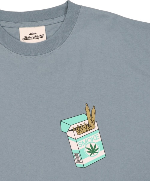 SPINNS（スピンズ）の「【ゆったりシルエット】SMOKEバックプリント半袖Tシャツ（Tシャツ/カットソー・メンズ・ホワイト/ブラック/ダークグリーン/ダークブルー/スミクロ・ONESIZE）」の9枚目の写真