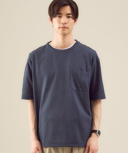 green label relaxing(グリーンレーベルリラクシング)の「【さまになるTシャツ】< 機能 / 吸水速乾 > ドライ ウールミックス クルーネック Tシャツ #(Tシャツ/カットソー・メンズ・ケリー/ネイビー/オフホワイト/ライトグレー/ブラック/ライトブルー/ダークブラウン・LARGE/MEDIUM/SMALL/X-LARGE/X-SMALL/XX-LARGE)」の9枚目の写真