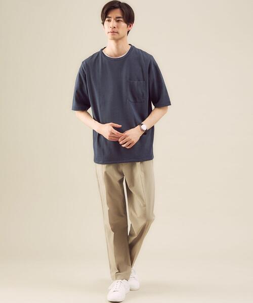 green label relaxing(グリーンレーベルリラクシング)の「【さまになるTシャツ】< 機能 / 吸水速乾 > ドライ ウールミックス クルーネック Tシャツ #(Tシャツ/カットソー・メンズ・ケリー/ネイビー/オフホワイト/ライトグレー/ブラック/ライトブルー/ダークブラウン・LARGE/MEDIUM/SMALL/X-LARGE/X-SMALL/XX-LARGE)」の12枚目の写真