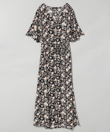 ブランド古着 Jeanasis ジーナシス レディース のワンピース ブラック 黒色系 花柄 ボタニカル柄 古着通販 Zozoused