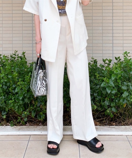 WEGO(ウィゴー)の「WEGO/リネンライクスリットフレアパンツ(スラックス・レディース・アイボリー/ピンク/ベージュ系その他3/グリーン/ベージュ系その他2・MEDIUM/SMALL)」の2枚目の写真