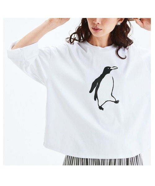 Sunny clouds（サニークラウズ）の「サニークラウズ　おっちょこペンギンＴシャツ〈レディース〉（Tシャツ/カットソー・レディース・ホワイト・MEDIUM/LARGE/X-LARGE/XX-LARGE）」の5枚目の写真