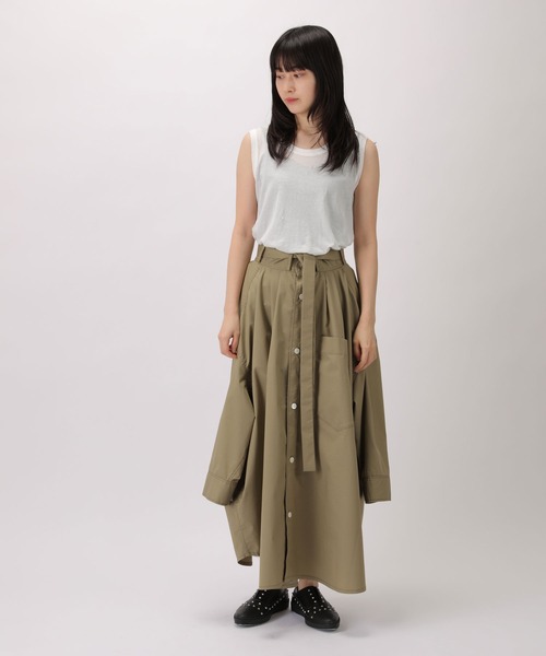 ZUCCa（ズッカ）の「C/Pタイプライター/スカート（スカート・レディース・ベージュ/ネイビー・M size）」の5枚目の写真